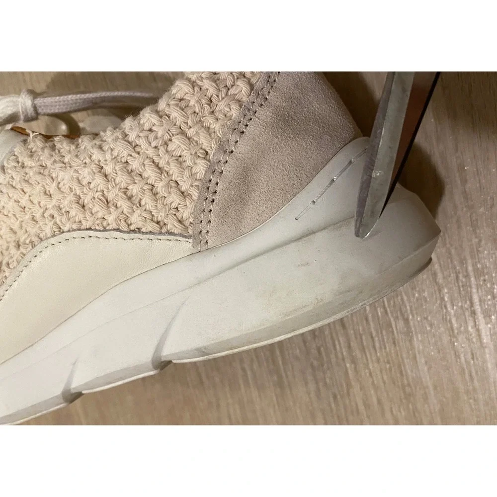 Sezane Sama‎ Sneakers 40 US 9 Ecru Multi Woven Crochet Suede Shoes Preppy Boho